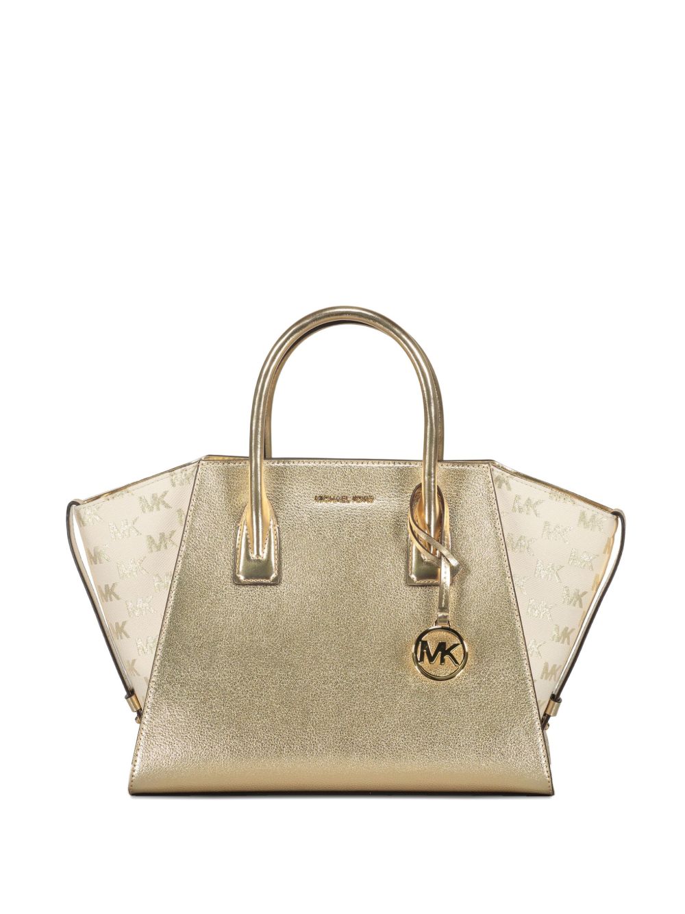 MICHAEL KORS BORSA A MANO DA DONNA COLOR ORO CON LOGO MK DORATO SUI LATI