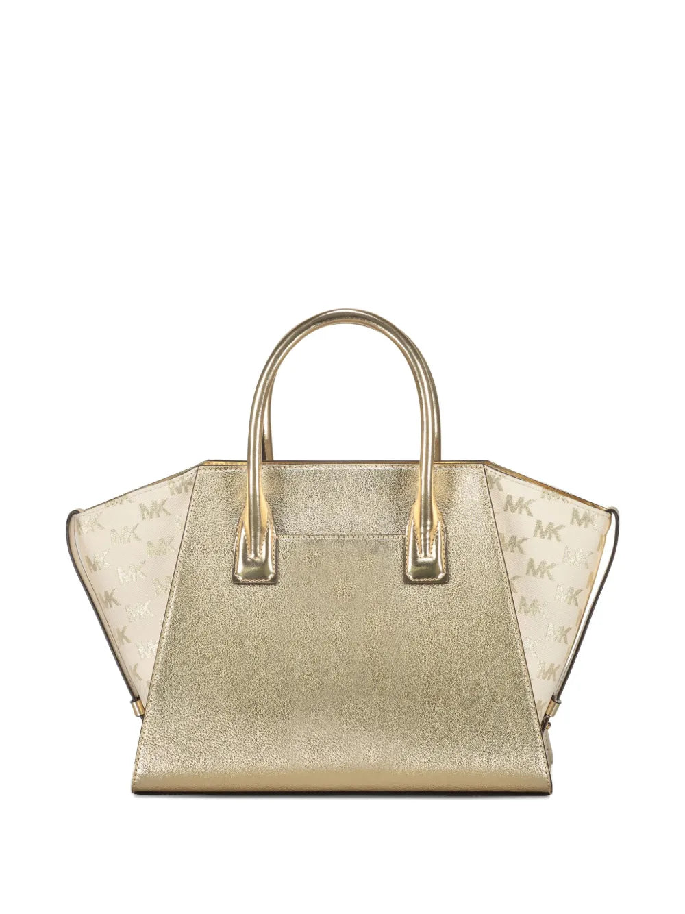 MICHAEL KORS BORSA A MANO DA DONNA COLOR ORO CON LOGO MK DORATO SUI LATI