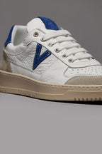 V2 SNEAKERS WHITE WITH SUEDE BACK AND BLUE INSERT ROYAL BLUE