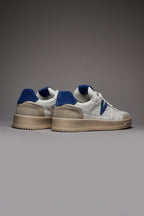 V2 SNEAKERS WHITE WITH SUEDE BACK AND BLUE INSERT ROYAL BLUE