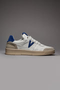 V2 SNEAKERS WHITE WITH SUEDE BACK AND BLUE INSERT ROYAL BLUE