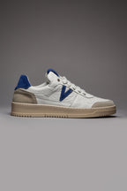 V2 SNEAKERS WHITE WITH SUEDE BACK AND BLUE INSERT ROYAL BLUE