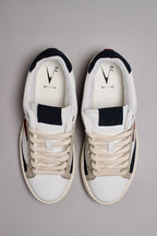 V2 PABLITO - WHITE SNEAKERS WITH SAND BLUE AND RED INSERTS