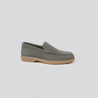 green suede loafer