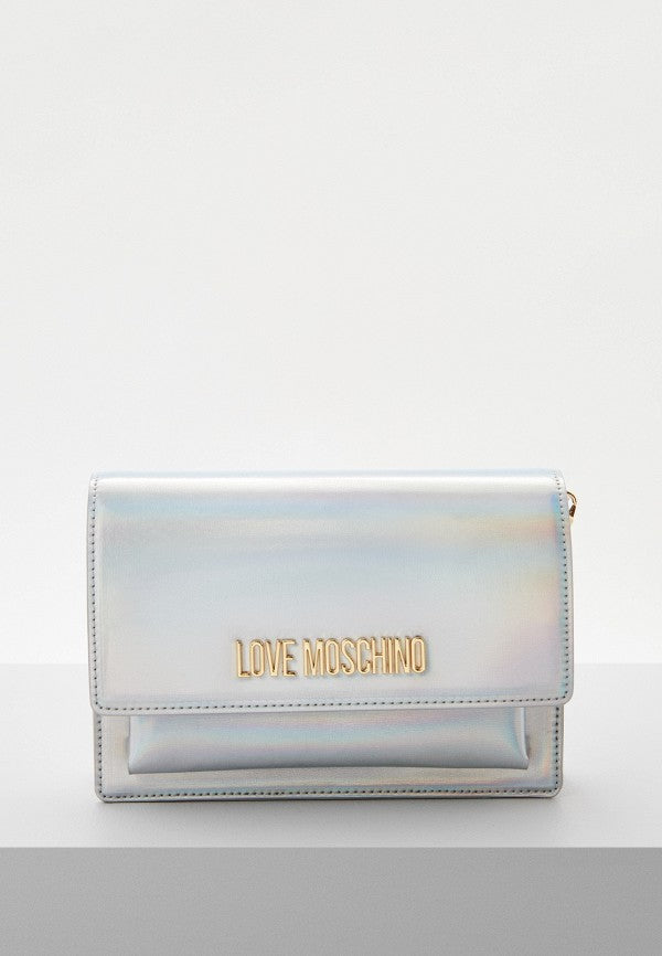 LOVE MOSCHINO BORSA CON TRACOLLA ARGENTO LAMINATO
