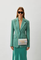 LOVE MOSCHINO BORSA CON TRACOLLA ARGENTO LAMINATO