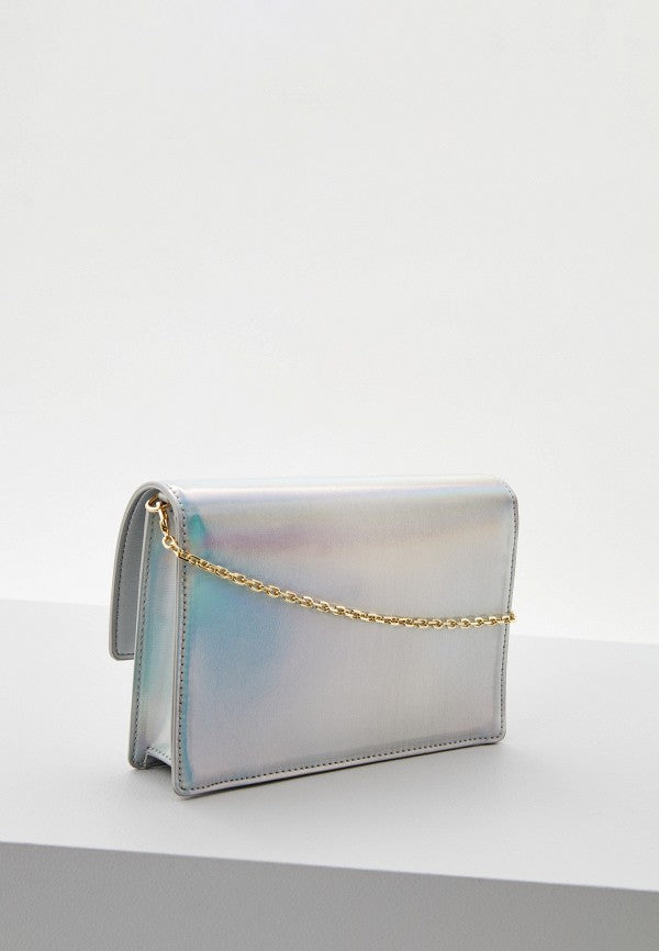 LOVE MOSCHINO BORSA CON TRACOLLA ARGENTO LAMINATO