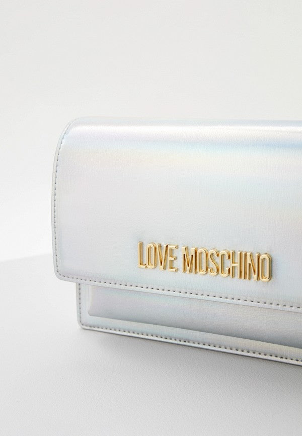 LOVE MOSCHINO BORSA CON TRACOLLA ARGENTO LAMINATO