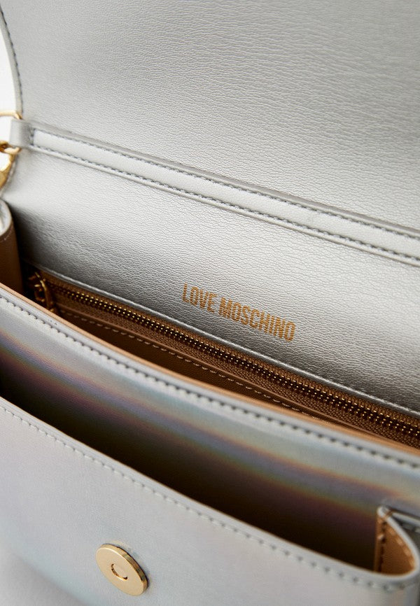 LOVE MOSCHINO BORSA CON TRACOLLA ARGENTO LAMINATO