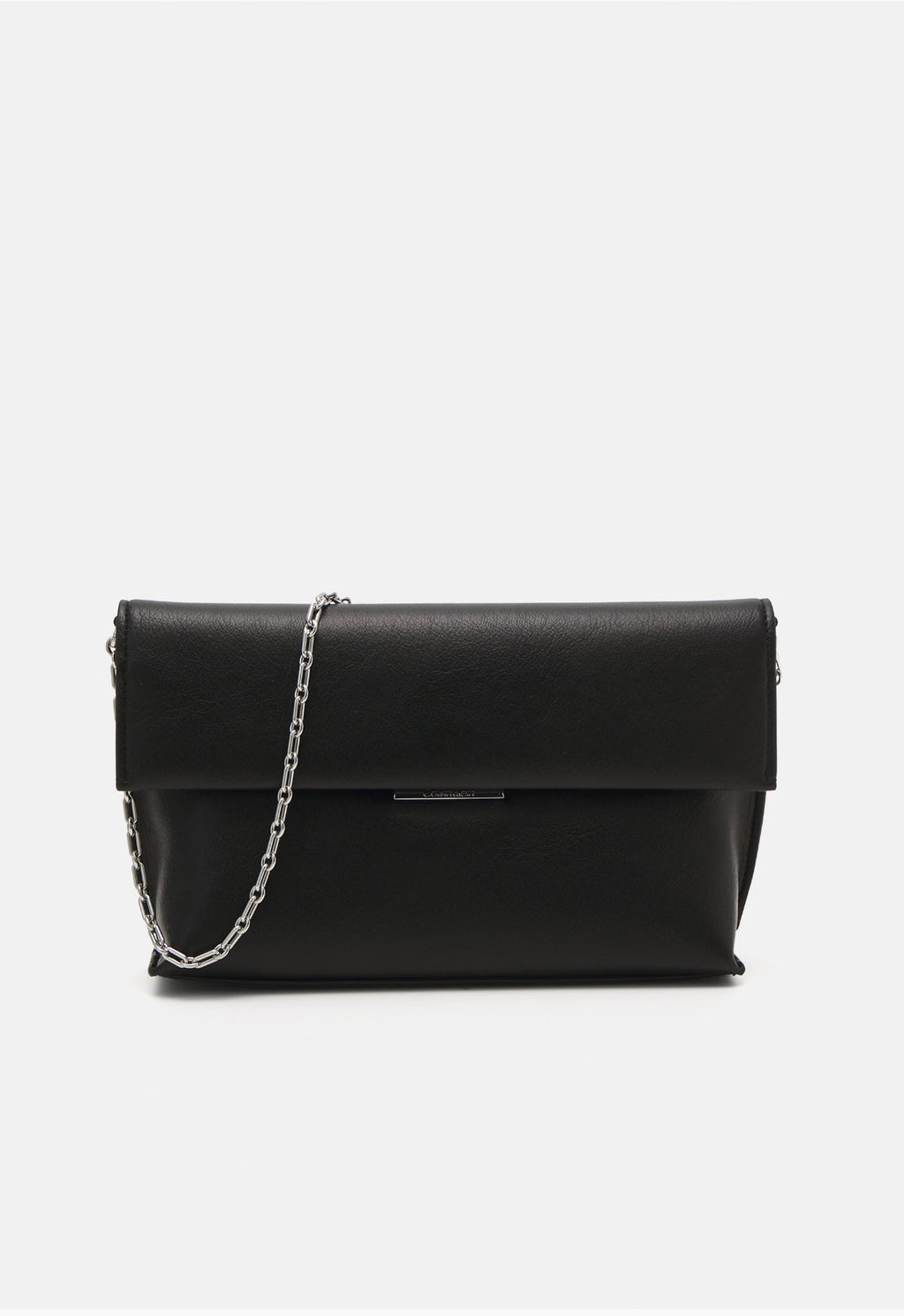 CALVIN KLEIN BORSA NERA CON TRACOLLA ARGENTO 
LINEAR SHOULDER BAG SM PEBBLE